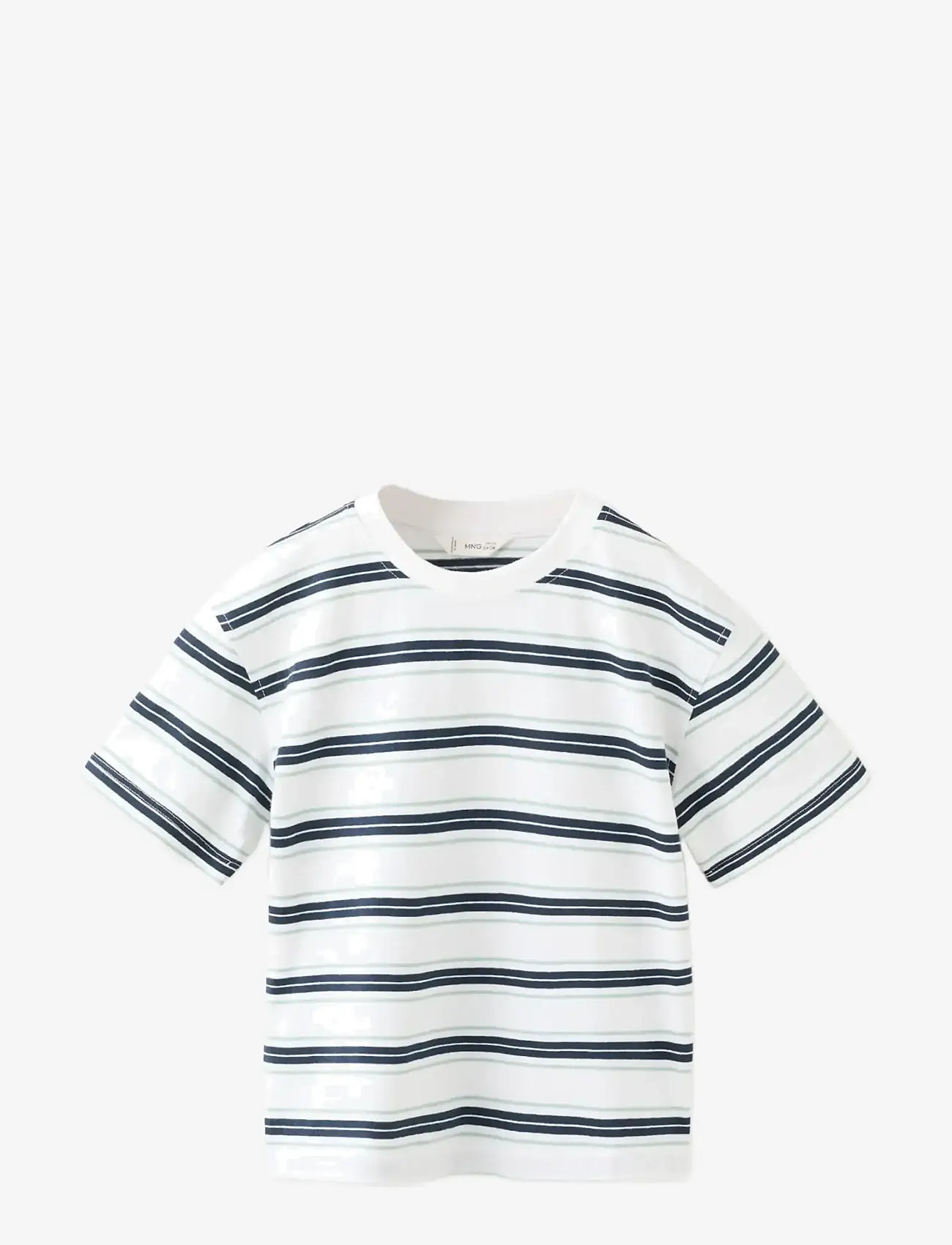 Mango - Monochrome striped T-shirt - kurzärmelige - navy - 0