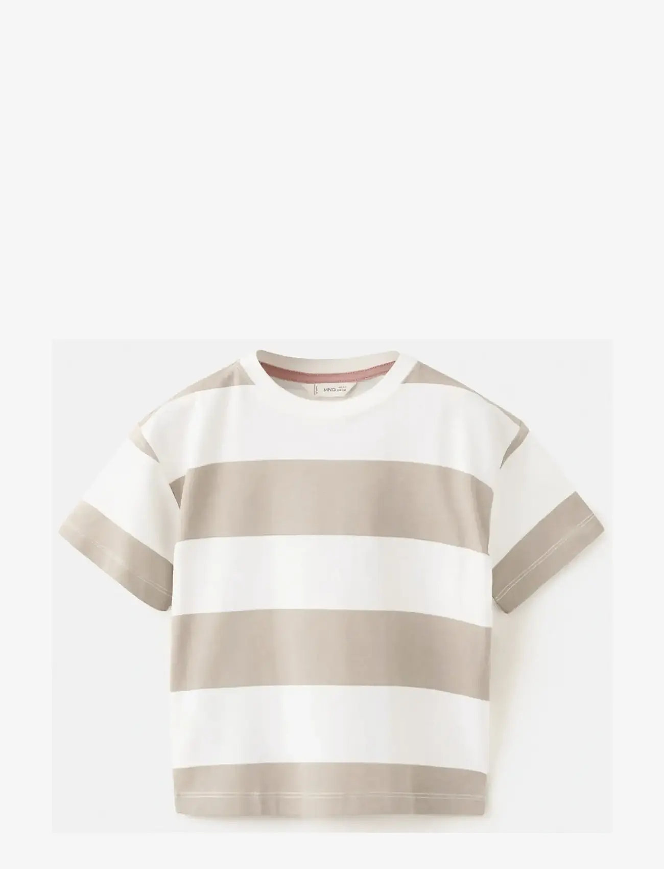 Mango - 100% cotton striped t-shirt - kurzärmelige - medium brown - 1