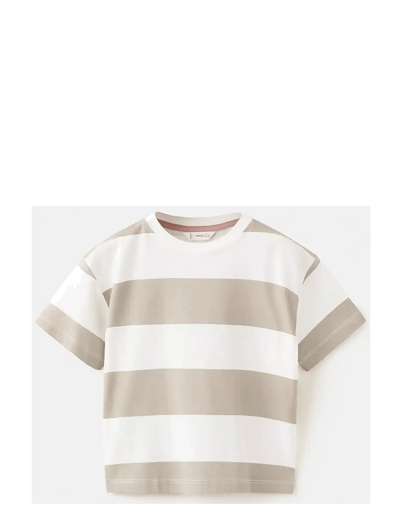 Mango - 100% cotton striped t-shirt - kurzärmelige - medium brown - 1