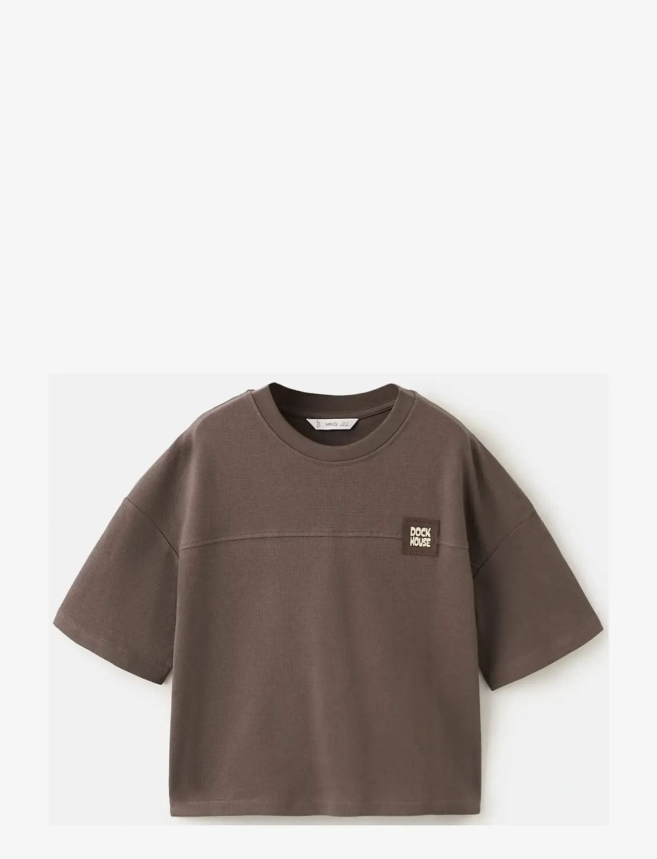 Mango - Short-sleeved cotton t-shirt - kortærmede t-shirts - dark brown - 0