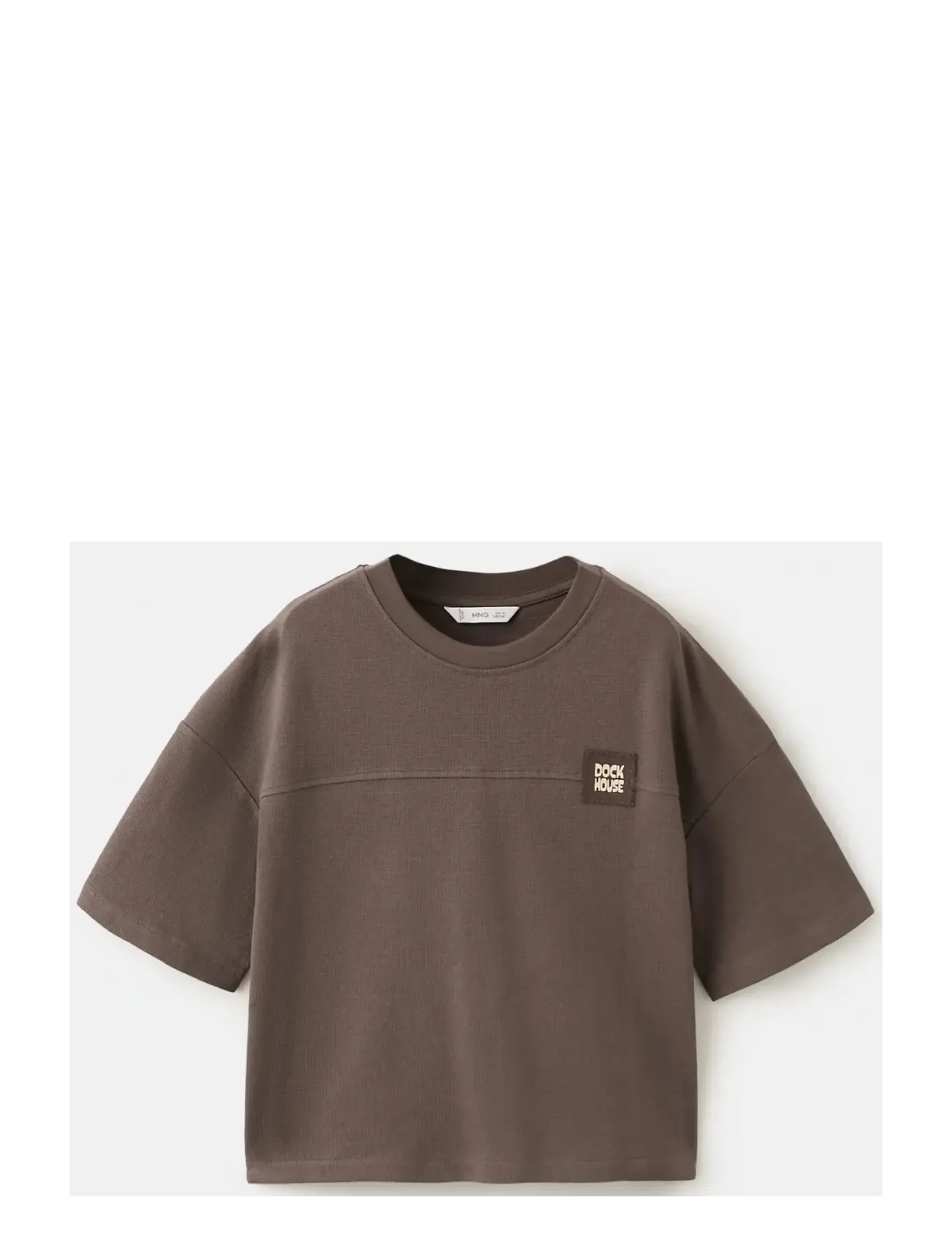 Mango Short-sleeved cotton t-shirt - Toppar & T-shirts - DARK BROWN / brown