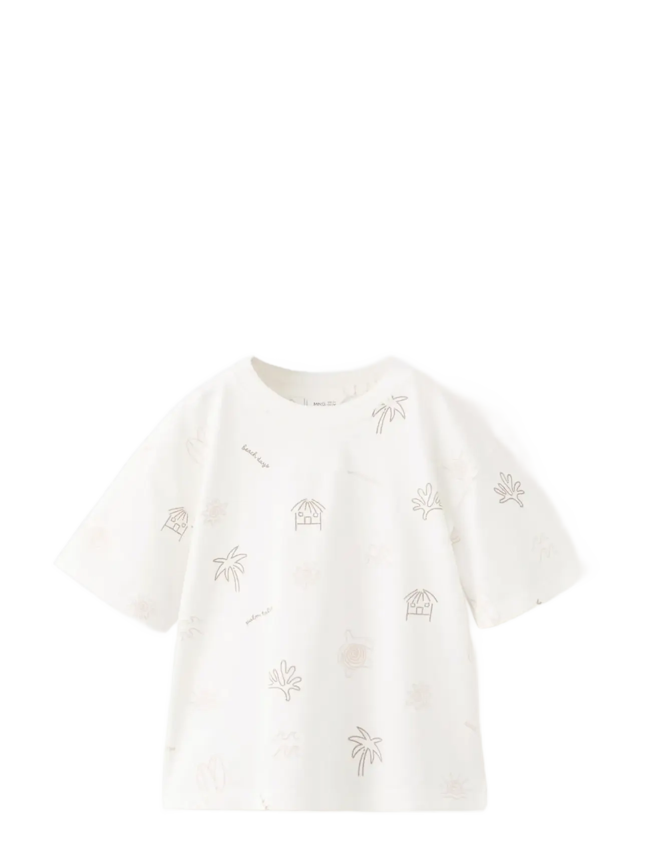 Mango T-shirt with print details - App deal - NATURAL WHITE / white