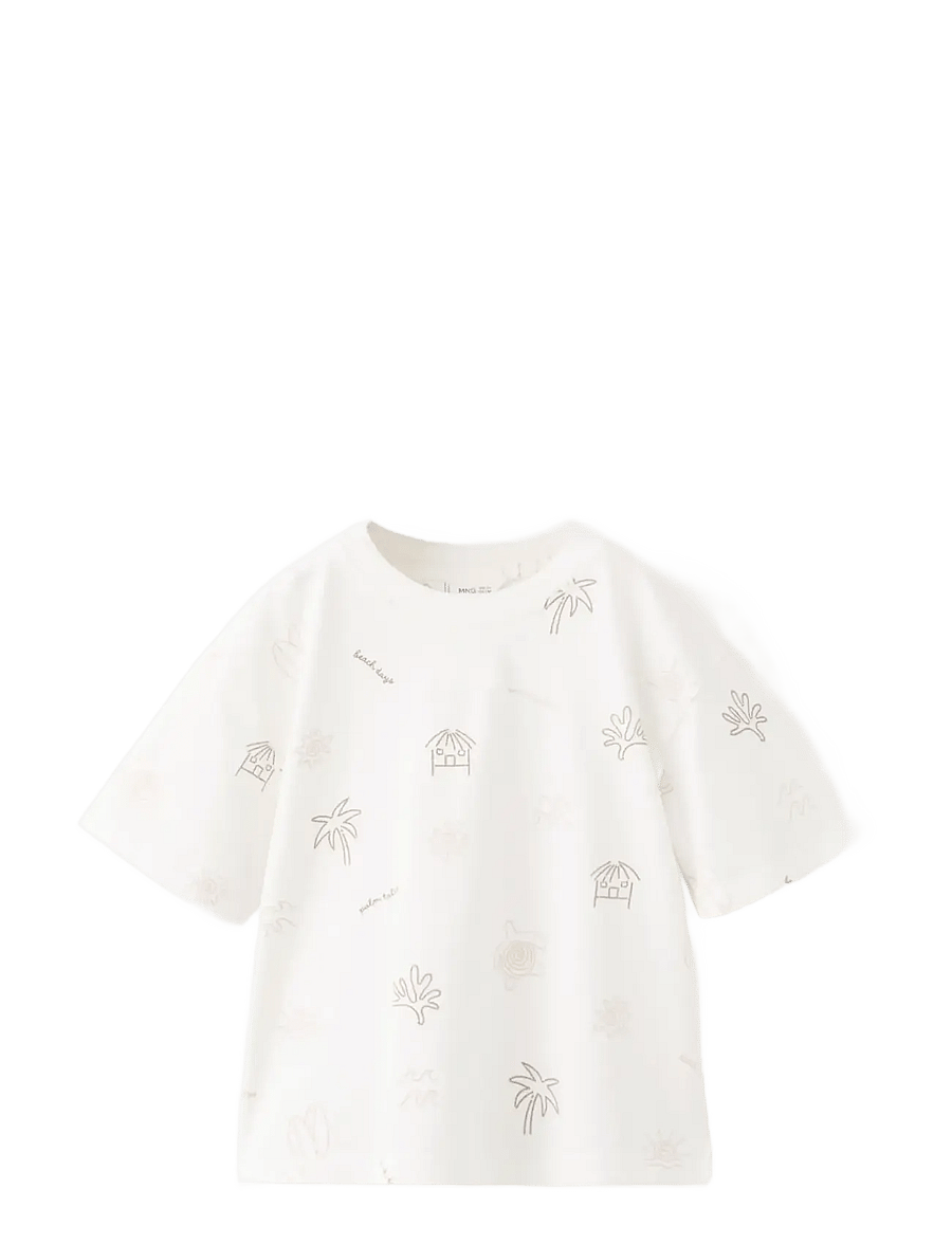 Mango - T-shirt with print details - kortärmade t-shirts - natural white - 0