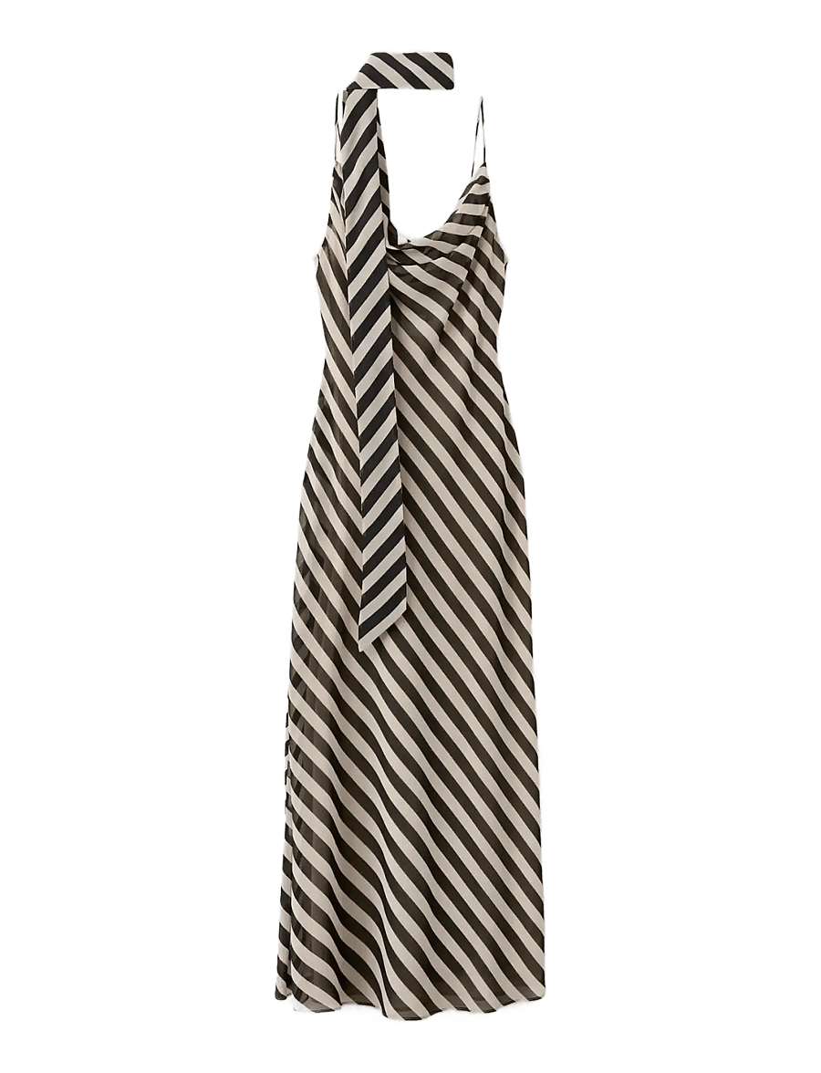 Mango - Printed dress with foulard - aftonklänningar - light beige - 1