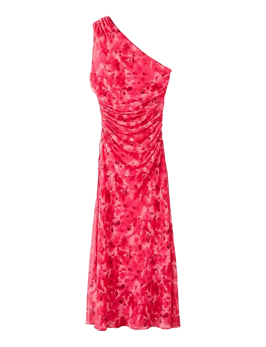 Mango - Asymmetrical floral-print dress - cocktail-kjoler - red - 1
