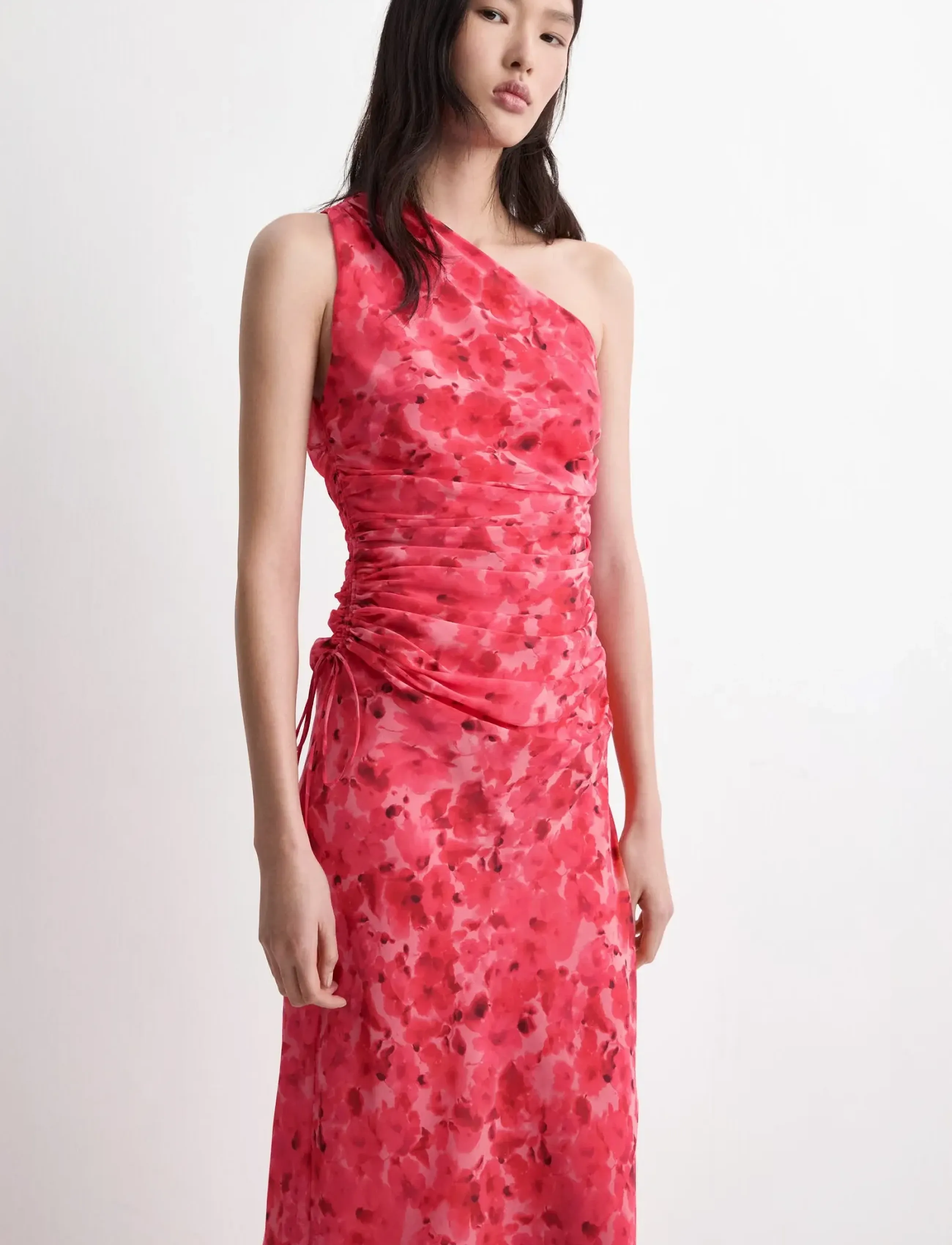 Mango Asymmetrical Floral-Print Dress, XL, Red, Kjoler > Knælange Og Midi, Dame