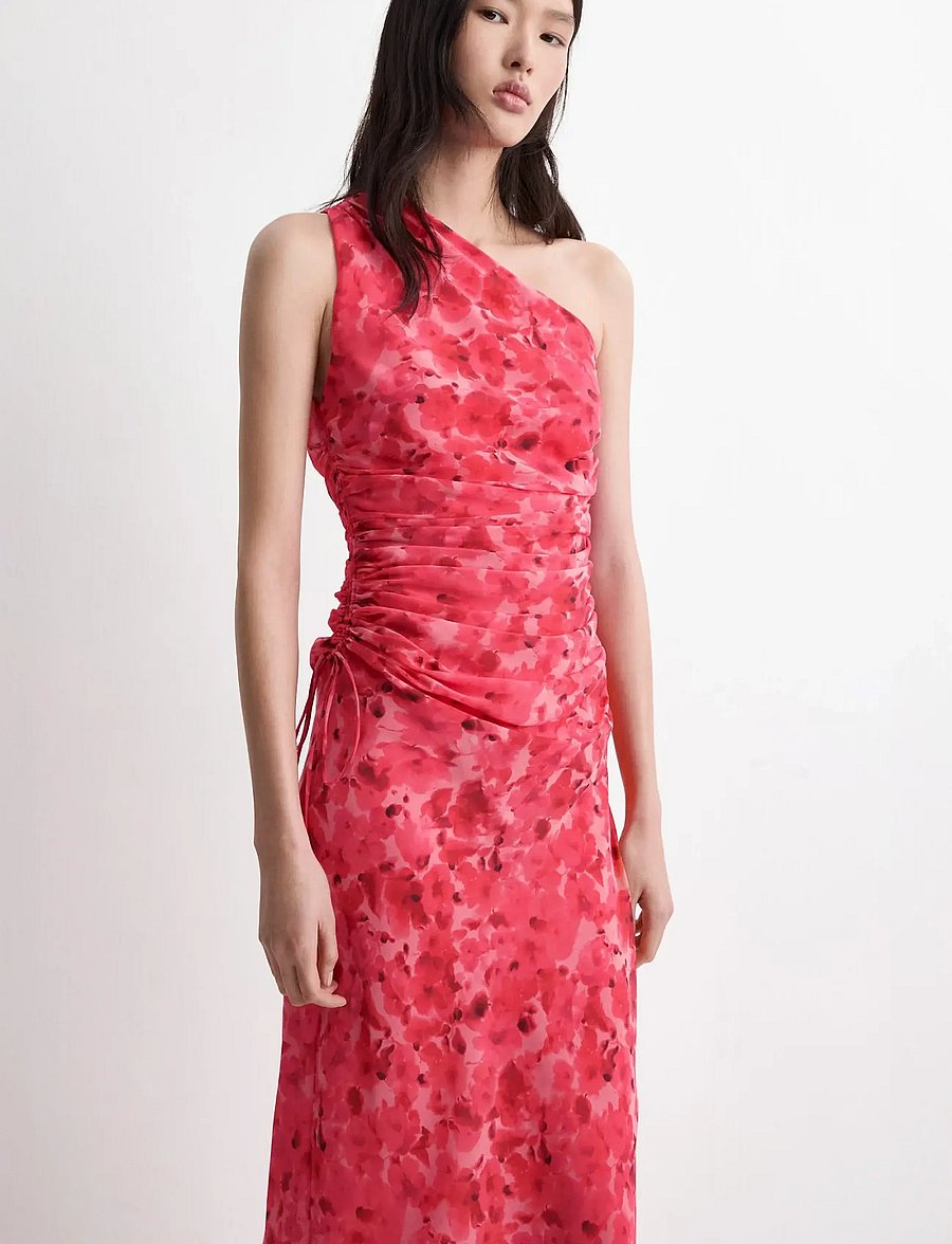 Mango - Asymmetrical floral-print dress - cocktail-kjoler - red - 0