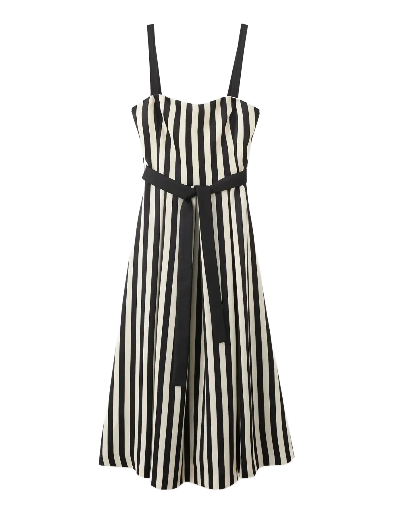 Mango Belt striped dress - Sommerkjoler - BLACK / black
