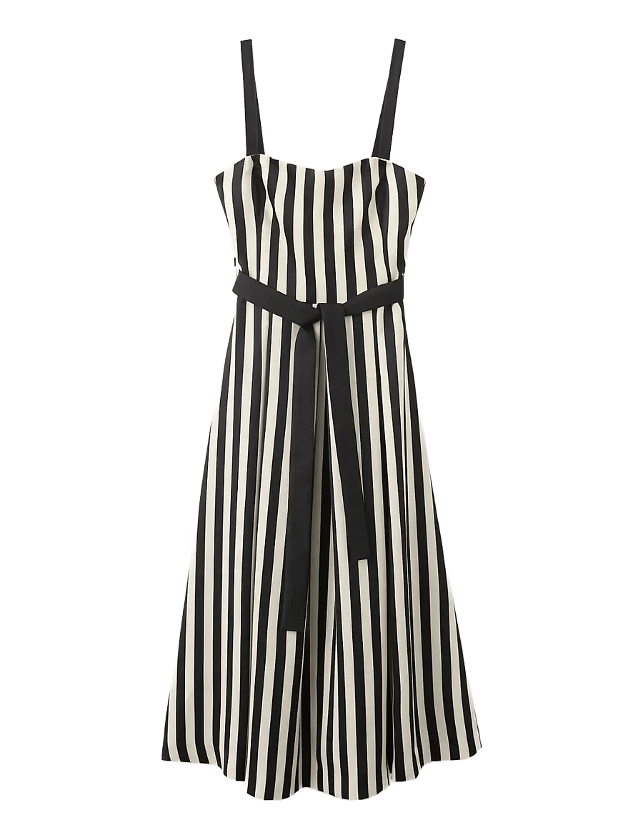 Mango - Belt striped dress - sommerkjoler - black - 1