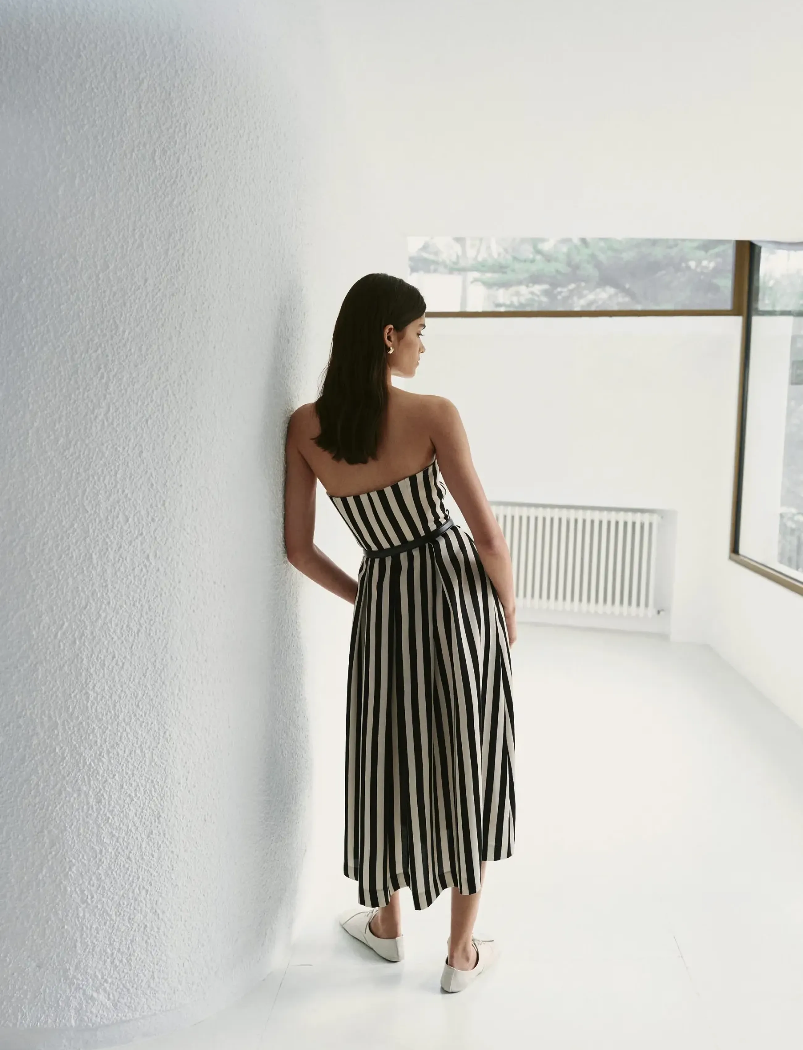 Mango - Belt striped dress - sommerkjoler - black - 2
