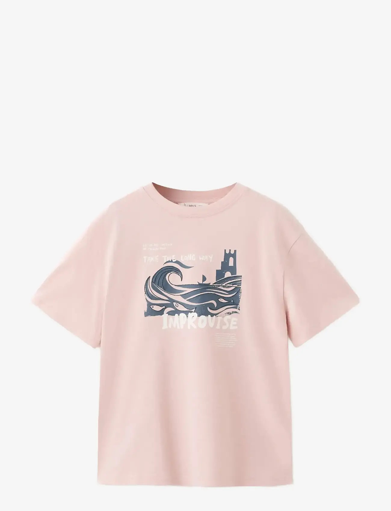 Mango - Printed cotton-blend t-shirt - kortærmede t-shirts - pink - 1