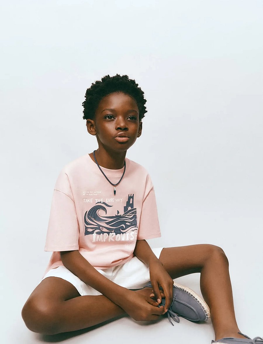 Mango - Printed cotton-blend t-shirt - kortärmade t-shirts - pink - 0