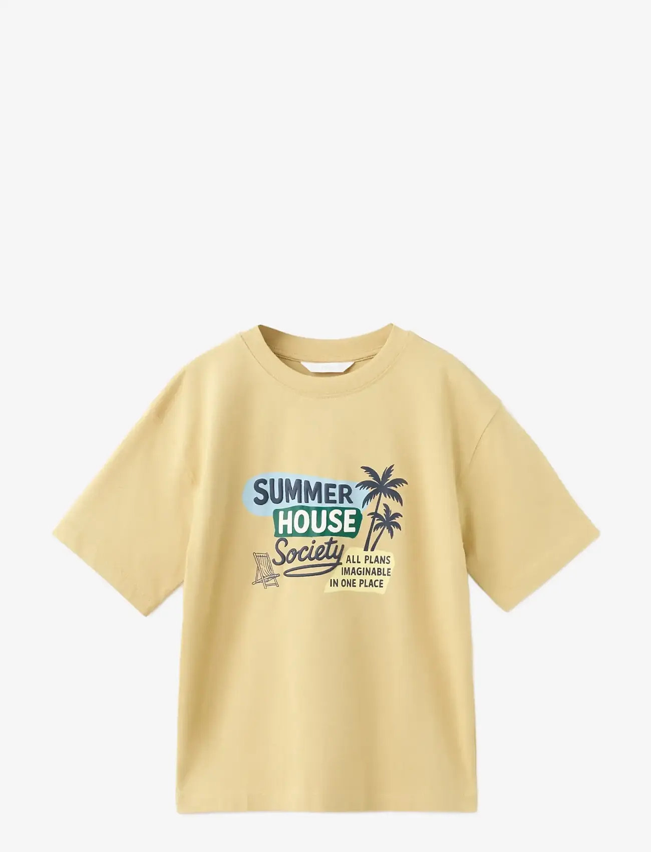 Mango - Printed cotton-blend t-shirt - kortärmade t-shirts - medium yellow - 0