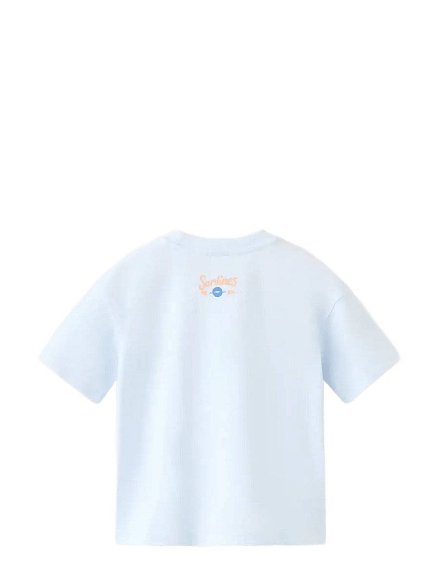 Mango - Printed cotton-blend t-shirt - kortärmade t-shirts - lt-pastel blue - 1