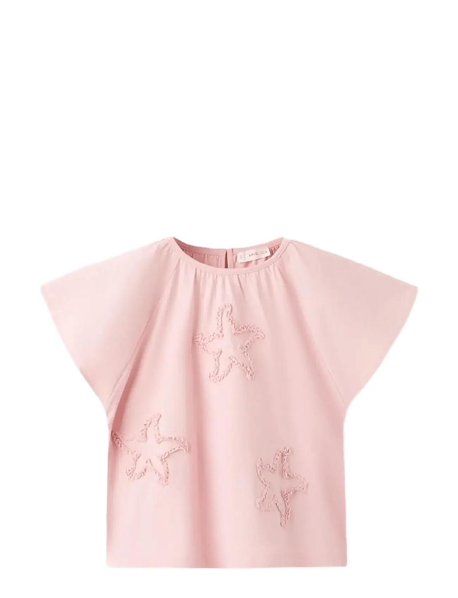 Mango - Stars cotton T-shirt - kortærmede t-shirts - pink - 0
