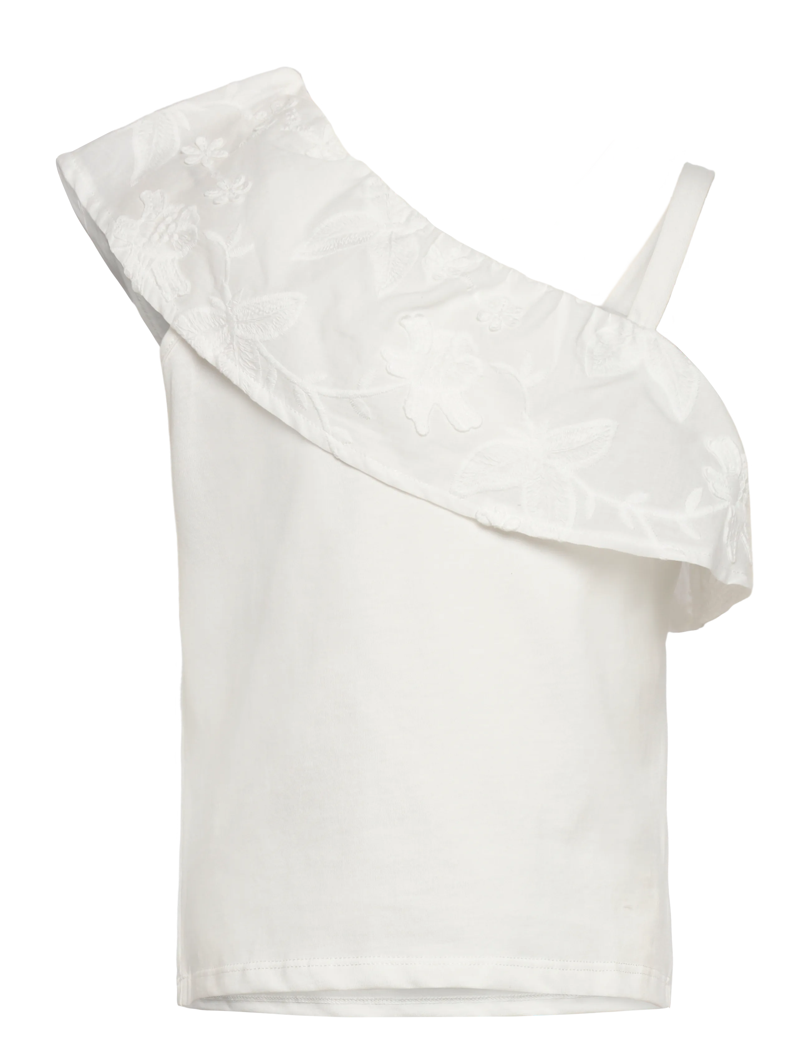 Mango Asymmetric embroidered T-shirt - Overdele - NATURAL WHITE / white