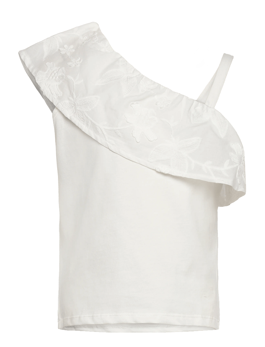 Mango - Asymmetric embroidered T-shirt - Ærmeløs undertrøje - natural white - 0