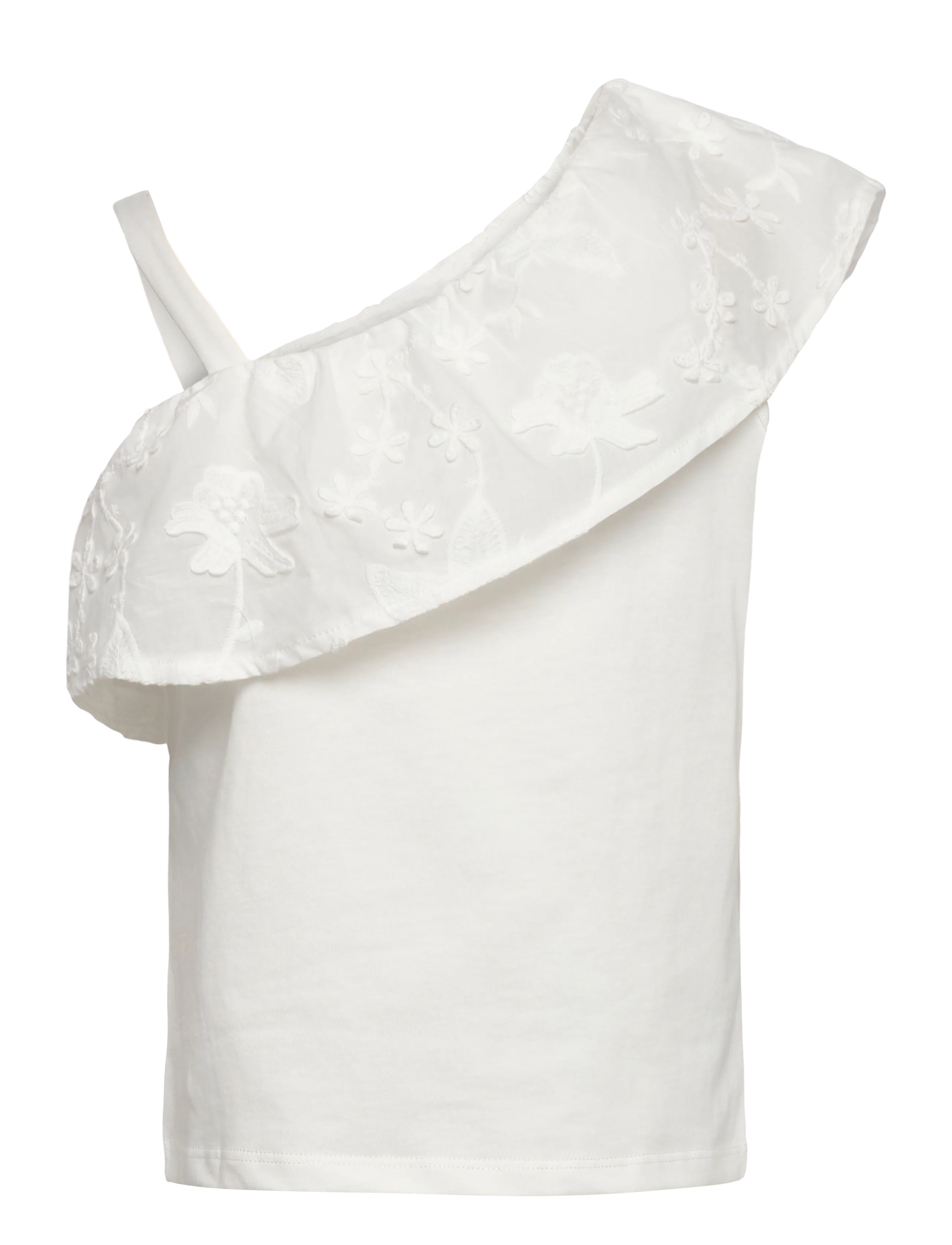 Mango - Asymmetric embroidered T-shirt - Ærmeløs undertrøje - natural white - 1