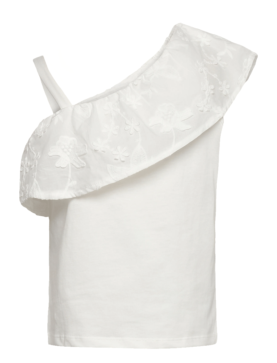 Mango - Asymmetric embroidered T-shirt - Ærmeløs undertrøje - natural white - 1