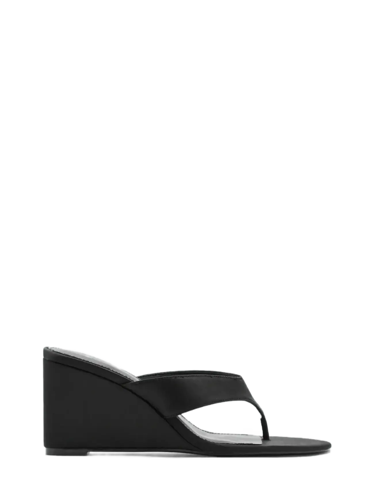 Mango Satin Strap Wedge Sandal, Kvinder, Kilehæl Klipklap, Sort, Str: 40