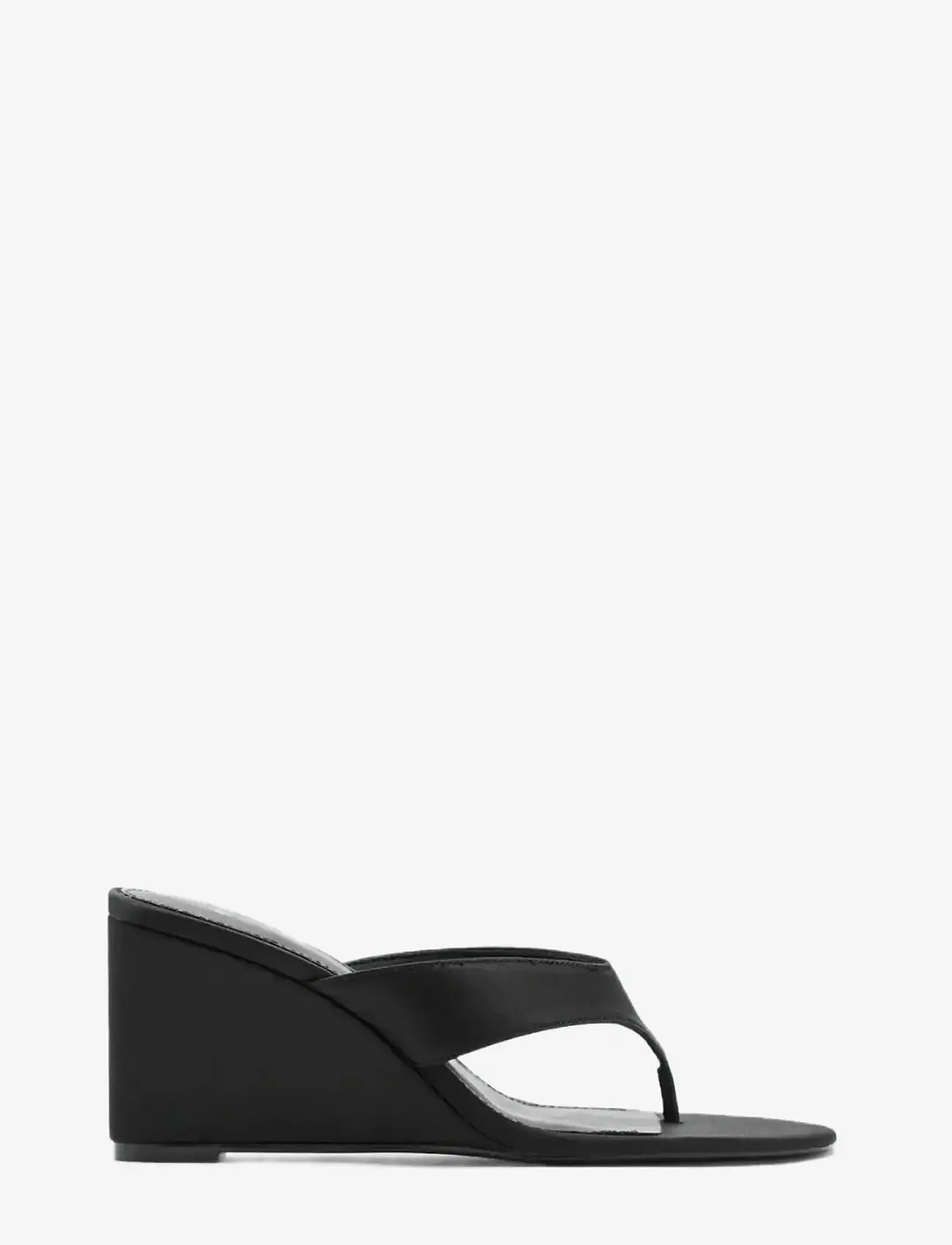 Mango - Satin strap wedge sandal - black - 0