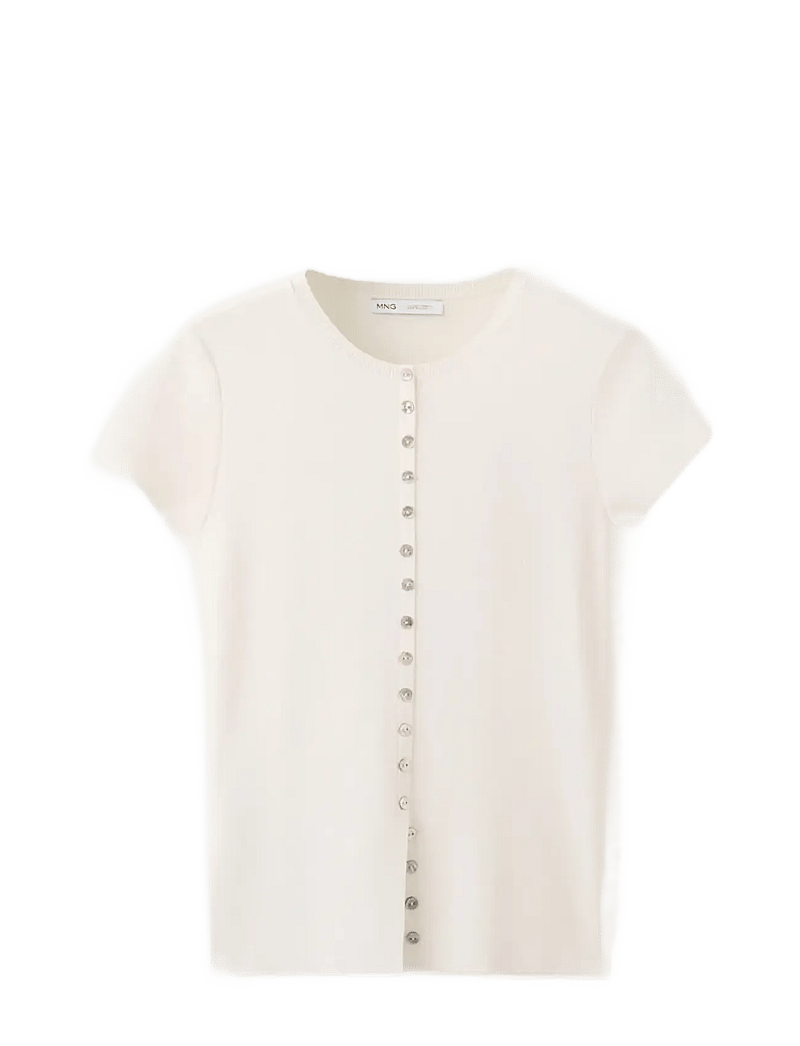 Mango - Buttons detail knit sweater - koftor - light beige - 1