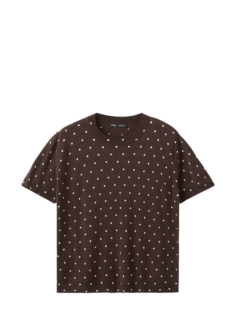 Mango - Polka-dot knitted sweater - striktrøjer - dark brown - 1