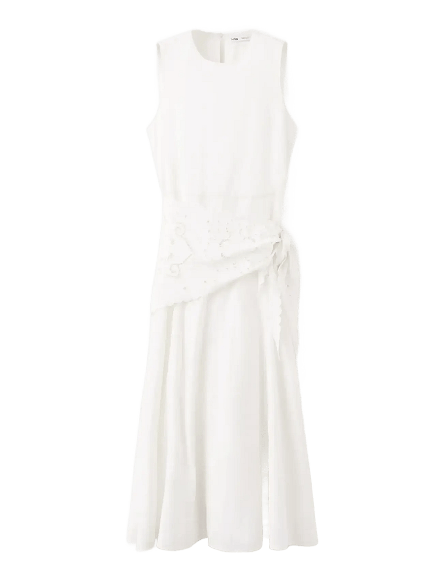 Mango - Handkerchief A-line dress - midi kjoler - light beige - 1
