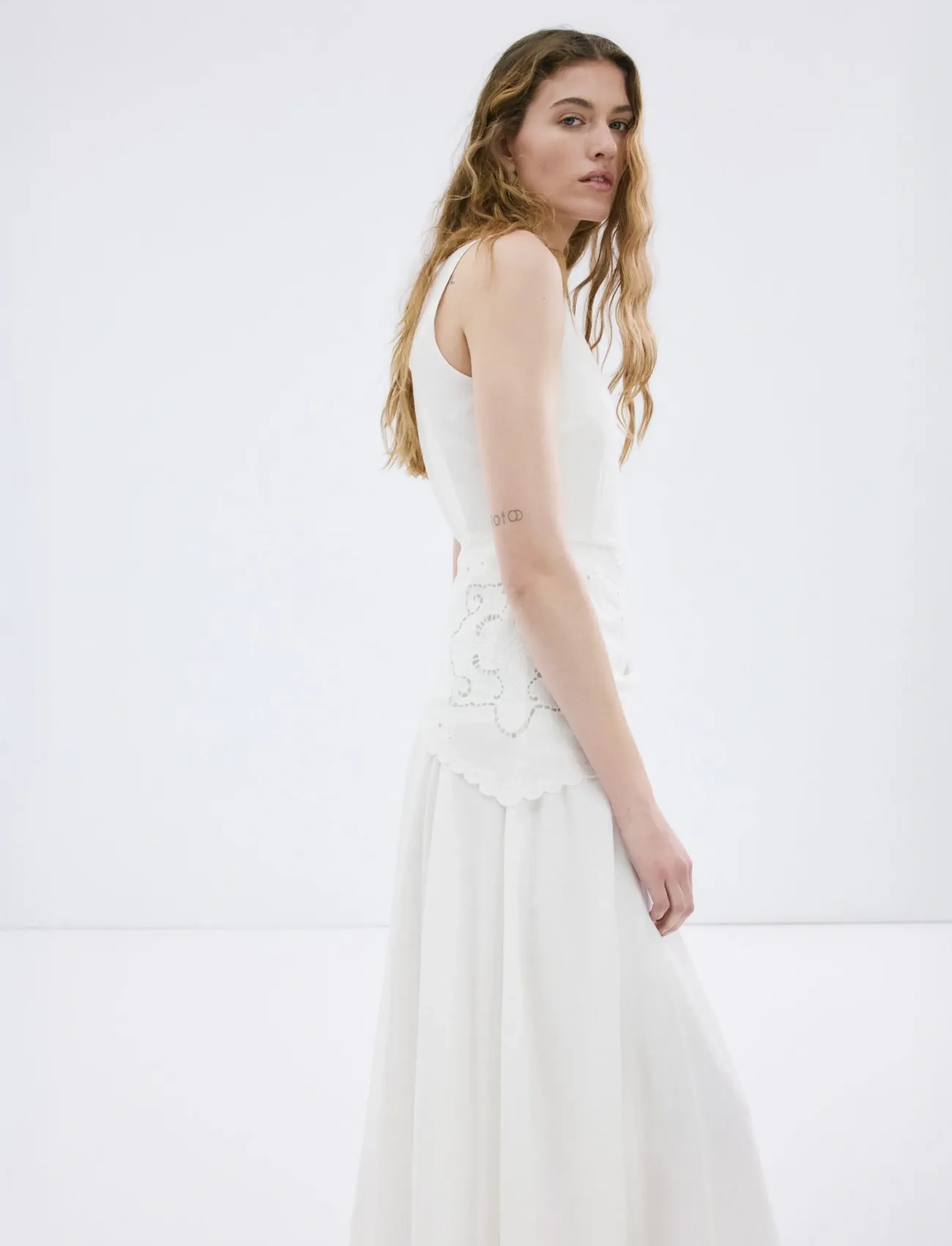 Mango Handkerchief A-Line Dress, Kvinder, A-Line Kjole Med Asymmetrisk Fald, Cream, Str: M