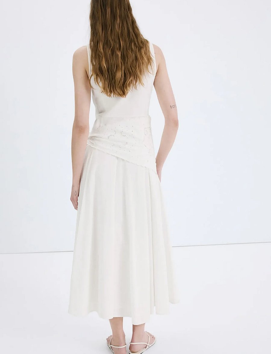 Mango - Handkerchief A-line dress - midiklänningar - light beige - 2