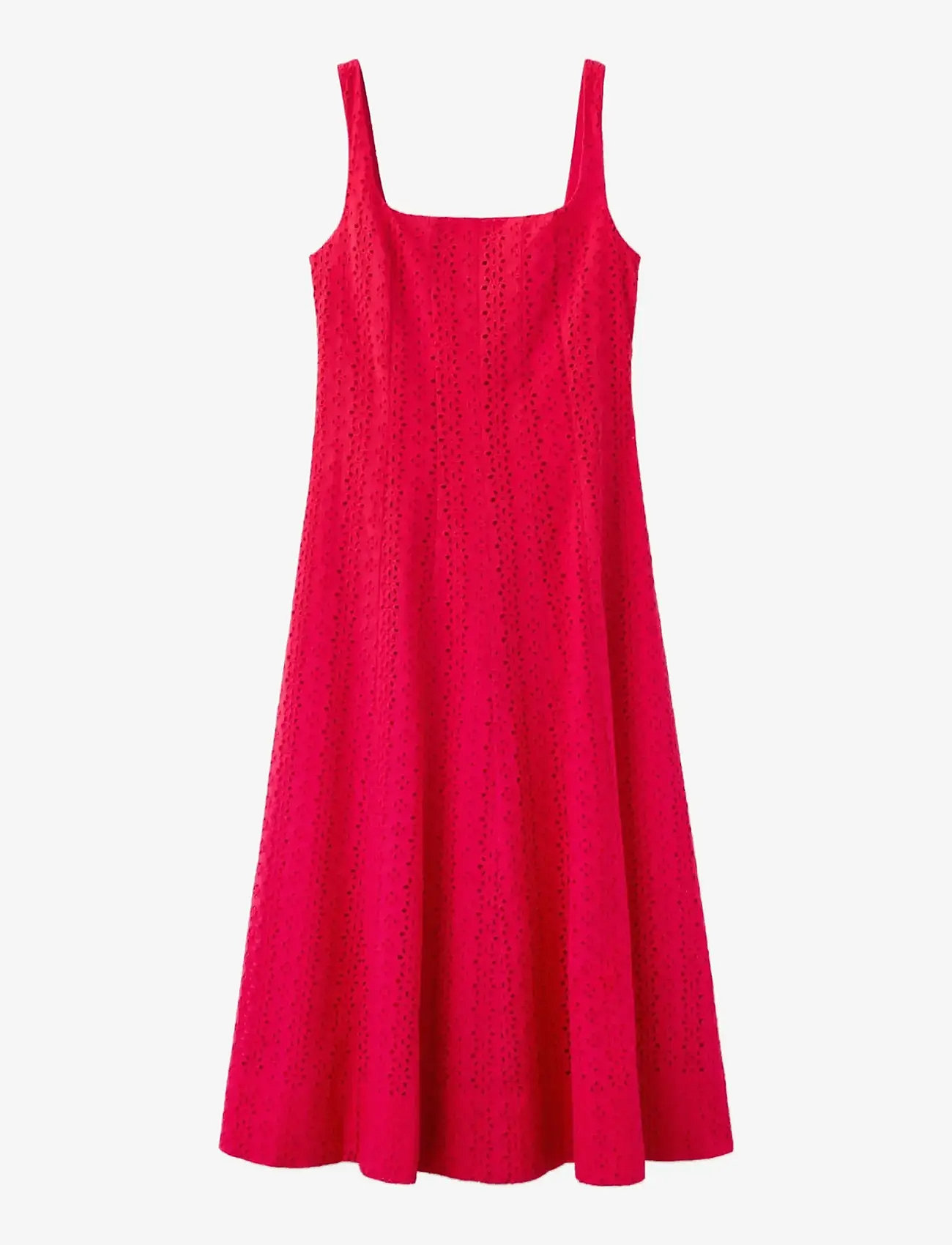 Mango - A-line dress with broderie anglaise embroidery - midimekot - red - 1