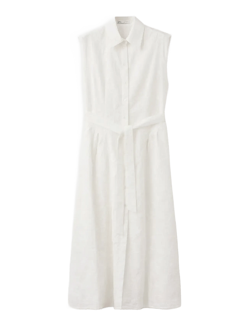 Mango - Embroidered belt dress - hemdkleider - light beige - 1
