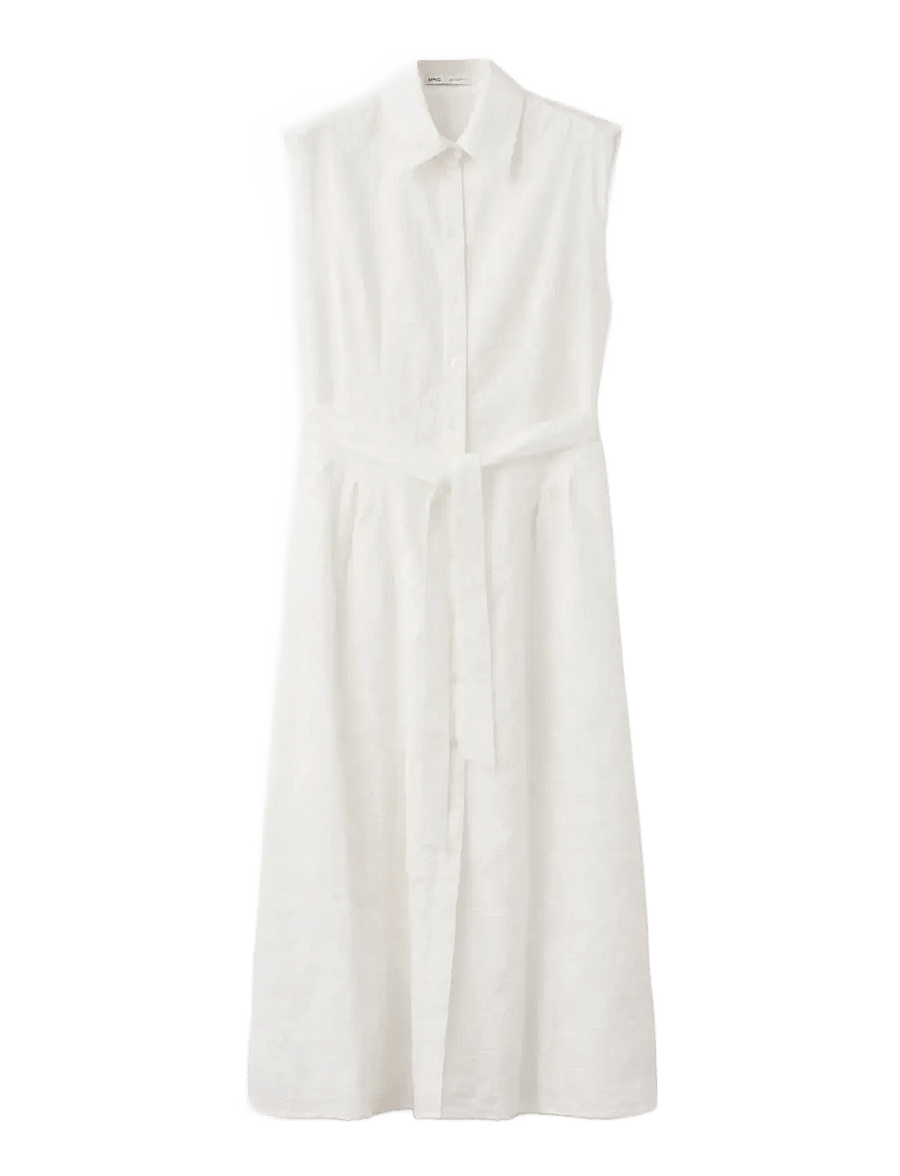 Mango - Embroidered belt dress - hemdkleider - light beige - 1
