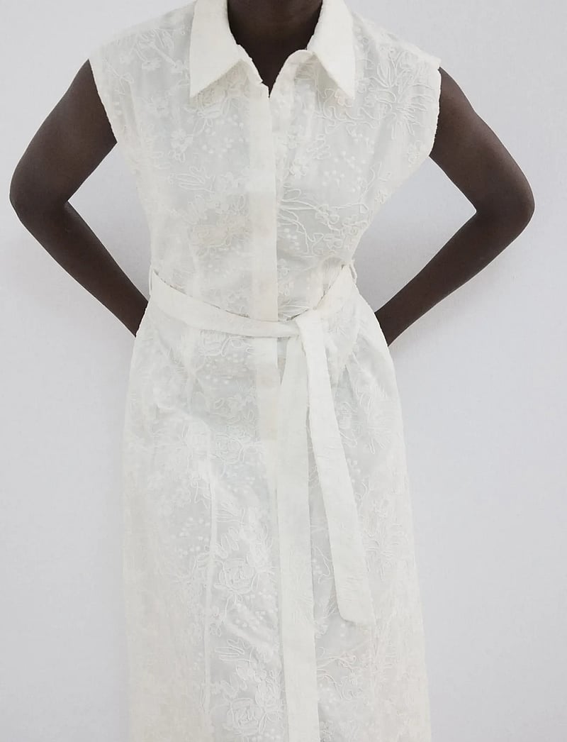 Mango - Embroidered belt dress - hemdkleider - light beige - 0