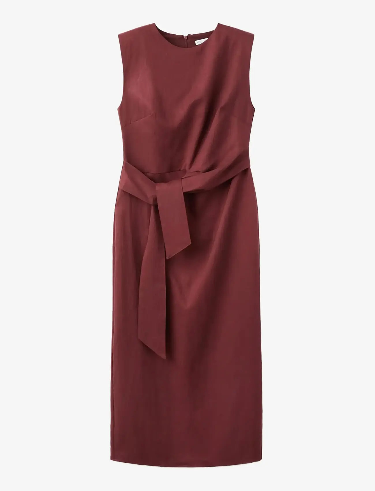 Mango - Lyocell dress with knot detail - midiklänningar - dark red - 1