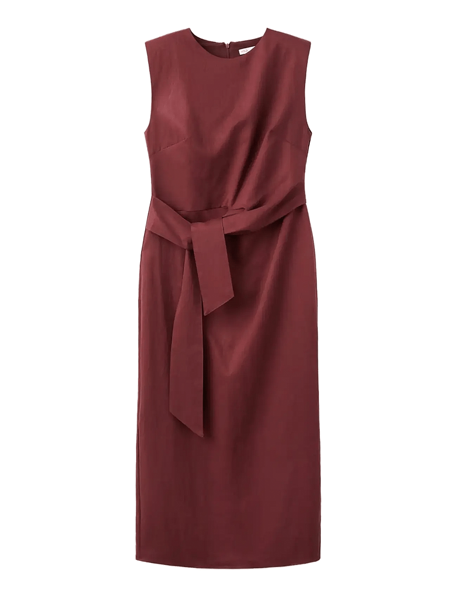 Mango - Lyocell dress with knot detail - midimekot - dark red - 1