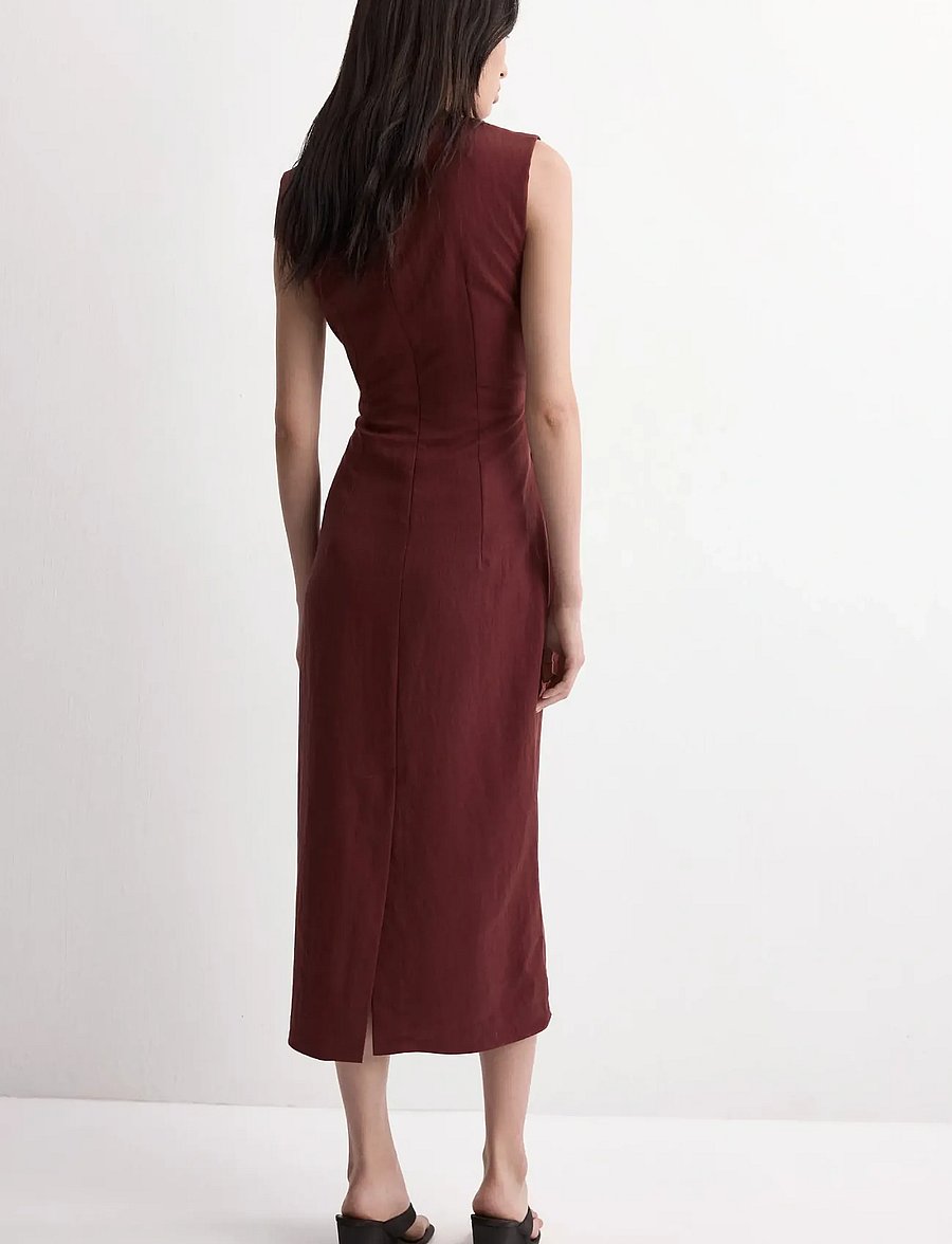 Mango - Lyocell dress with knot detail - midimekot - dark red - 2