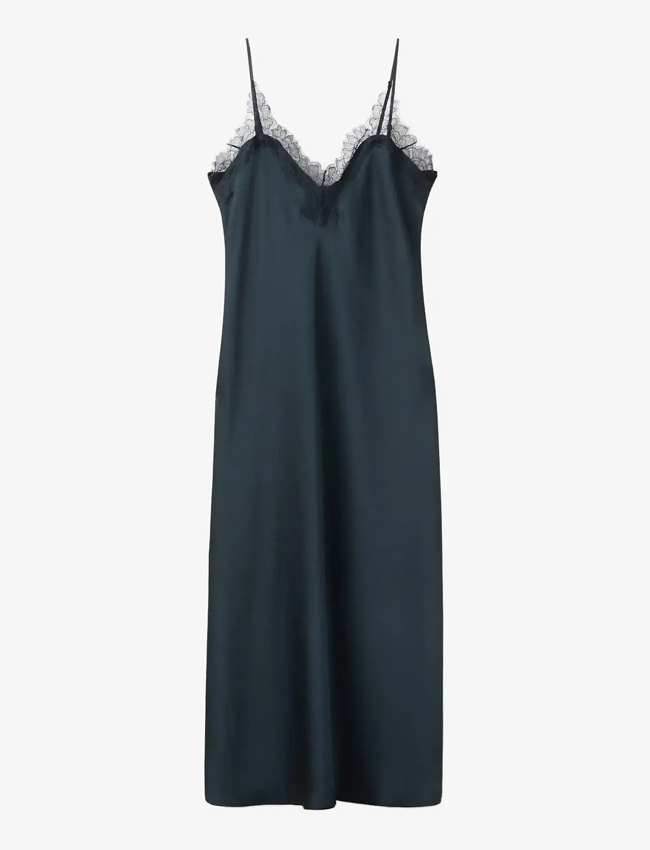 Mango - Satin camisole dress - slip dresses - navy - 1