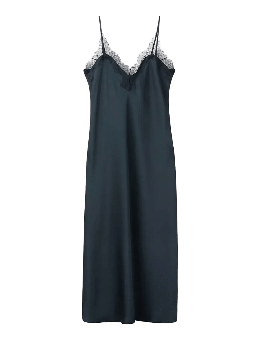 Mango - Satin camisole dress - slip dresses - navy - 1