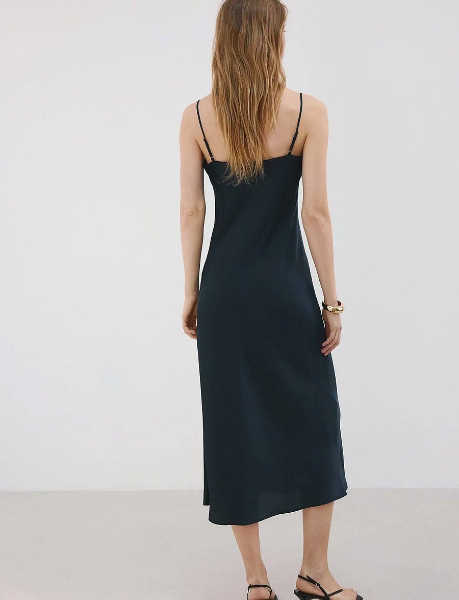 Mango - Satin camisole dress - slip dresses - navy - 2