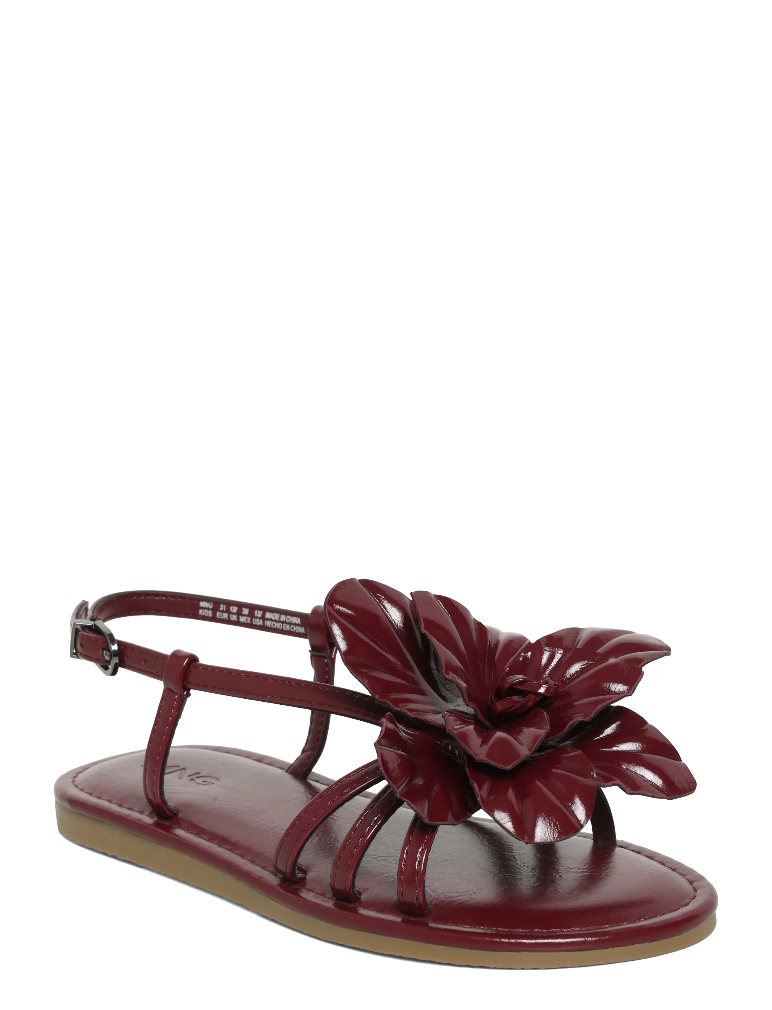 Mango Embossed Flower Sandals, 37, Burgundy, Sommersko > Sandaler, Børn
