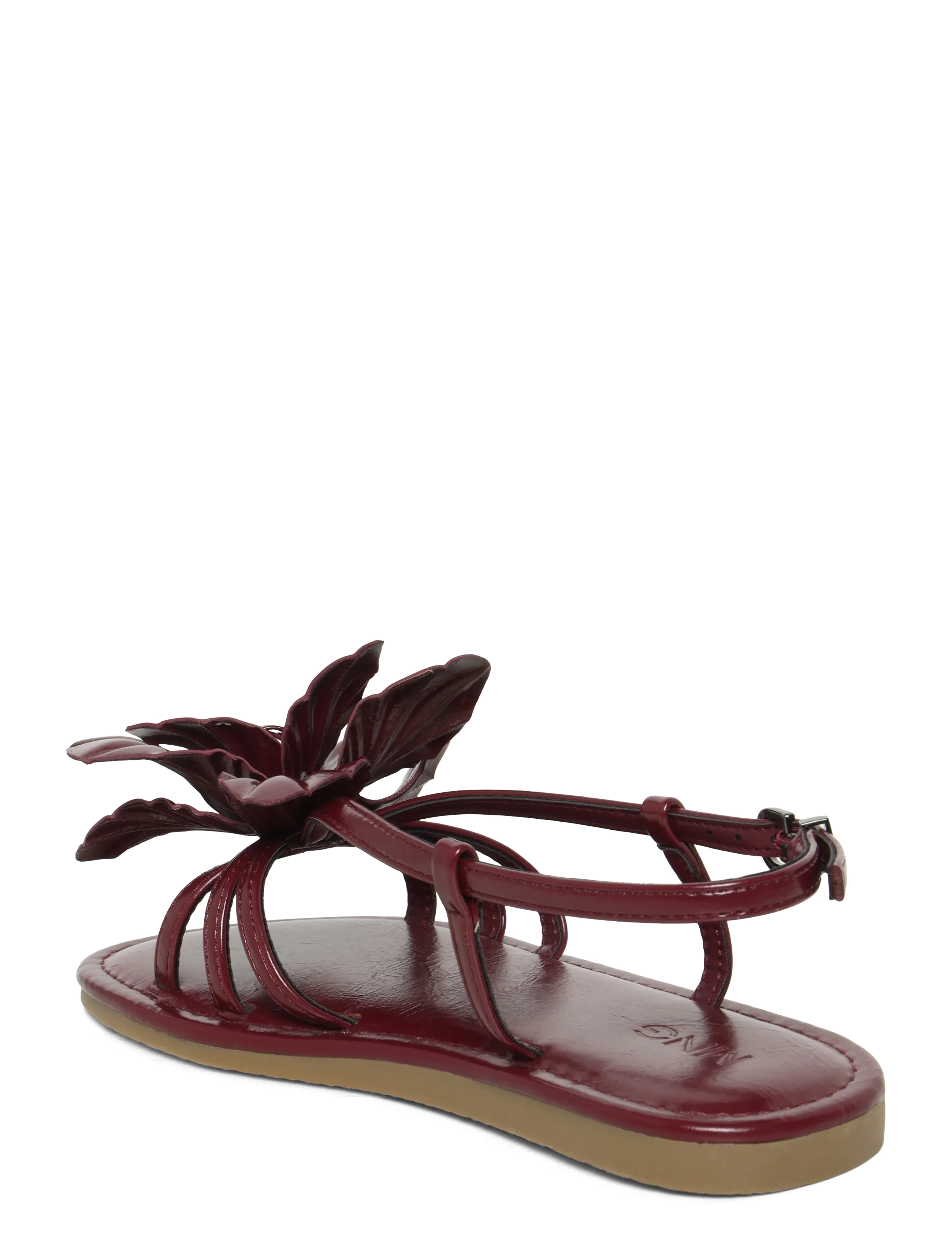 Mango - Embossed flower sandals - dark red - 1