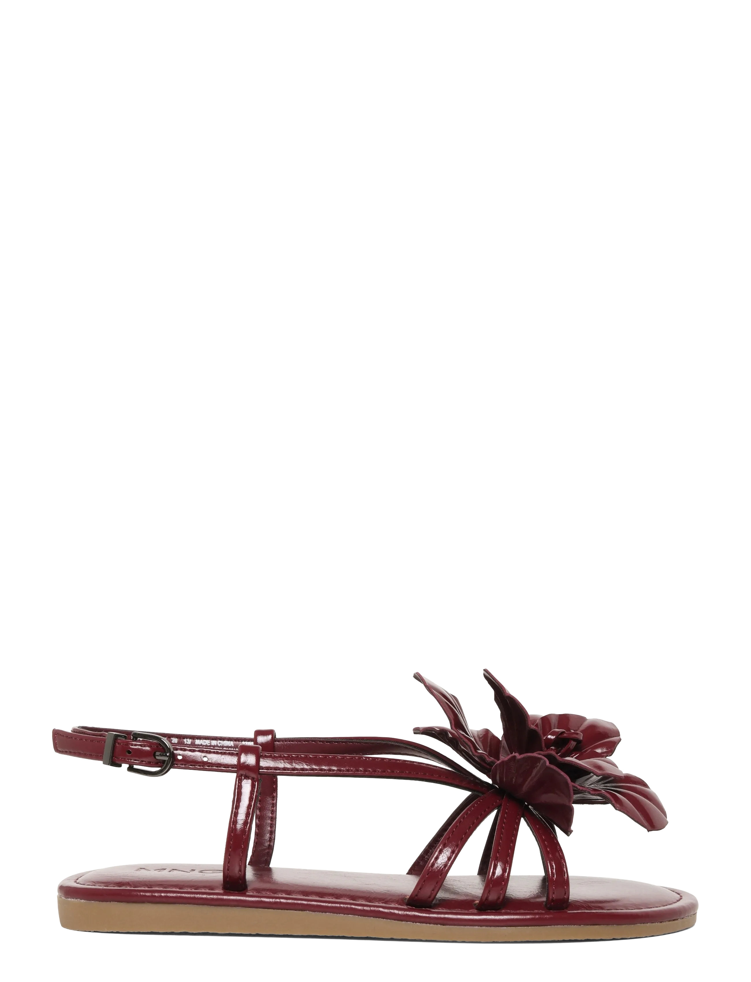 Mango - Embossed flower sandals - dark red - 2