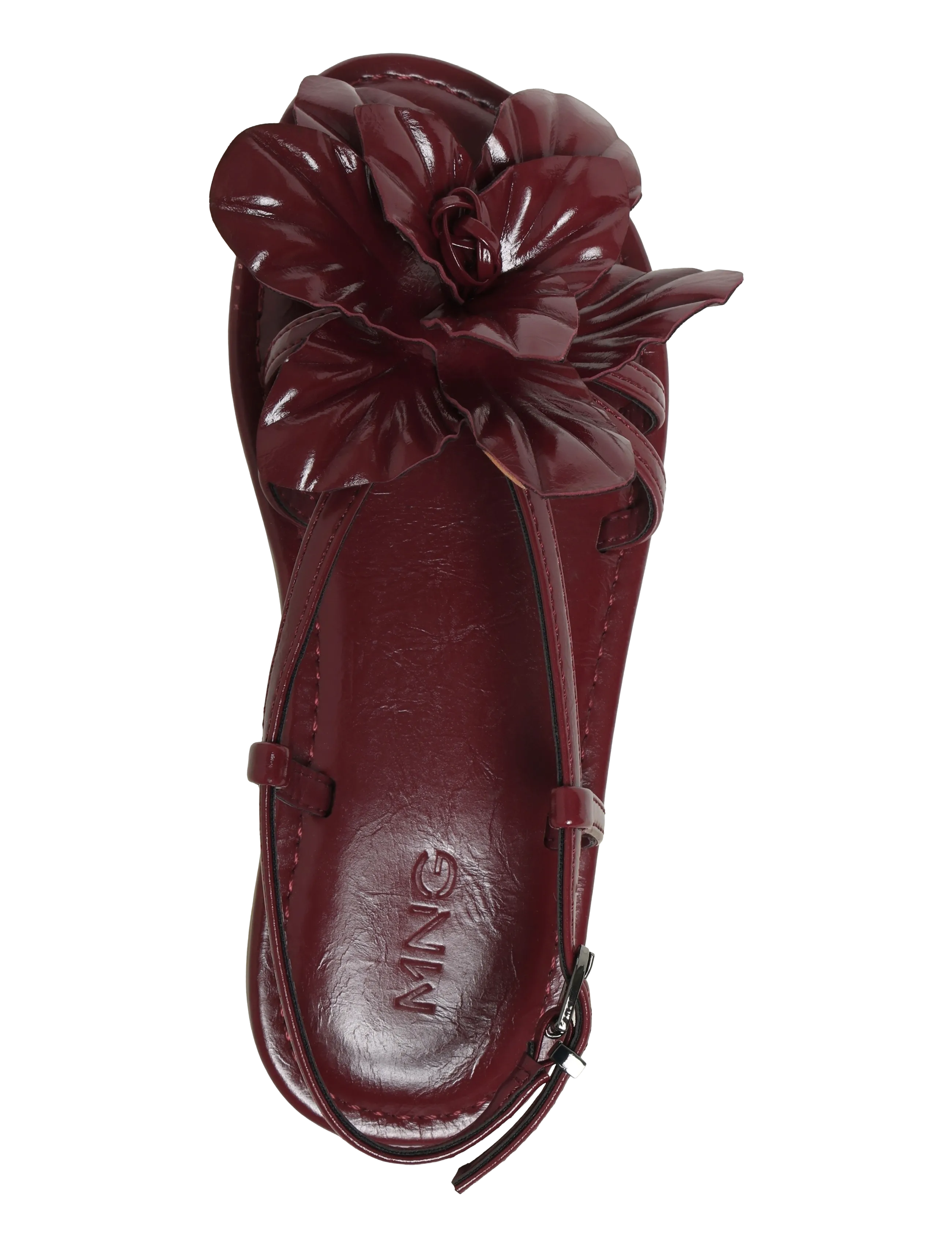 Mango - Embossed flower sandals - dark red - 3