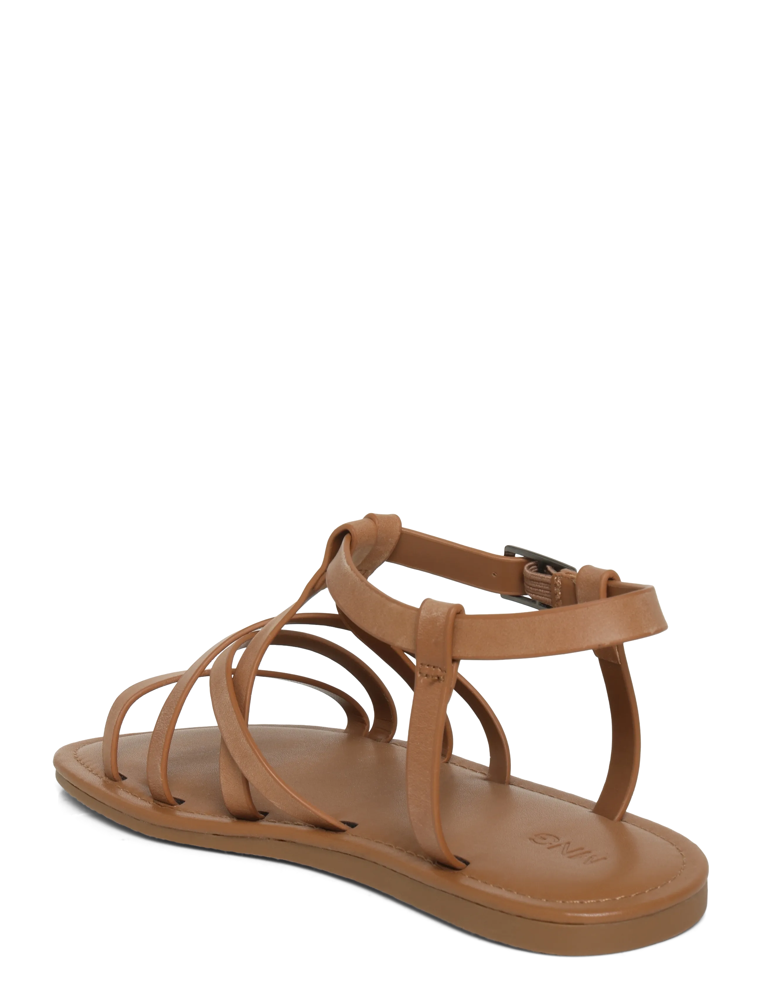 Mango - Cross-strap leather sandals - medium brown - 1