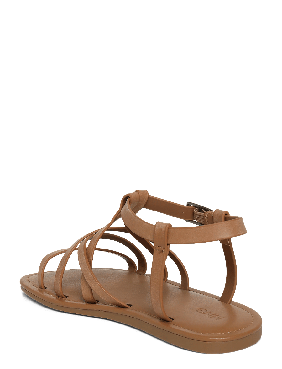 Mango - Cross-strap leather sandals - sandaler - medium brown - 1