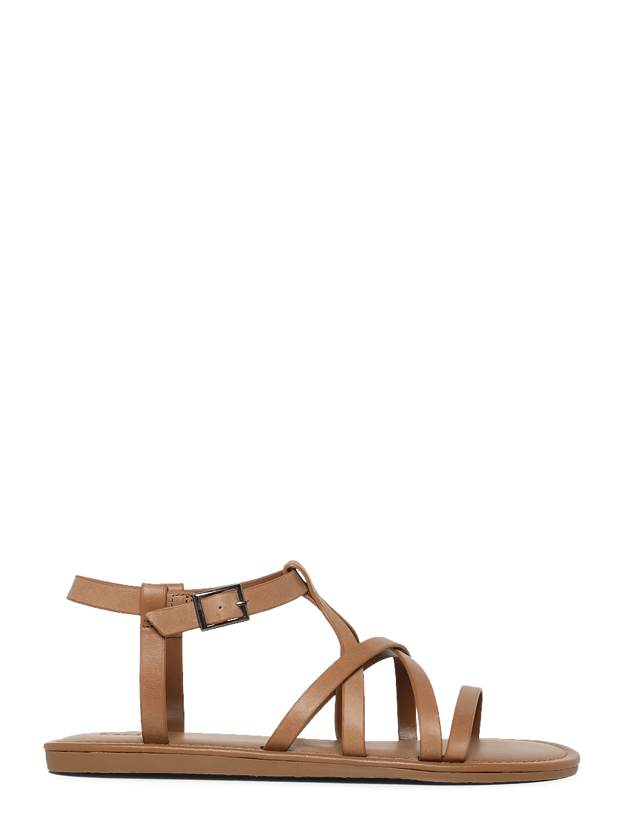 Mango - Cross-strap leather sandals - sandaler - medium brown - 2