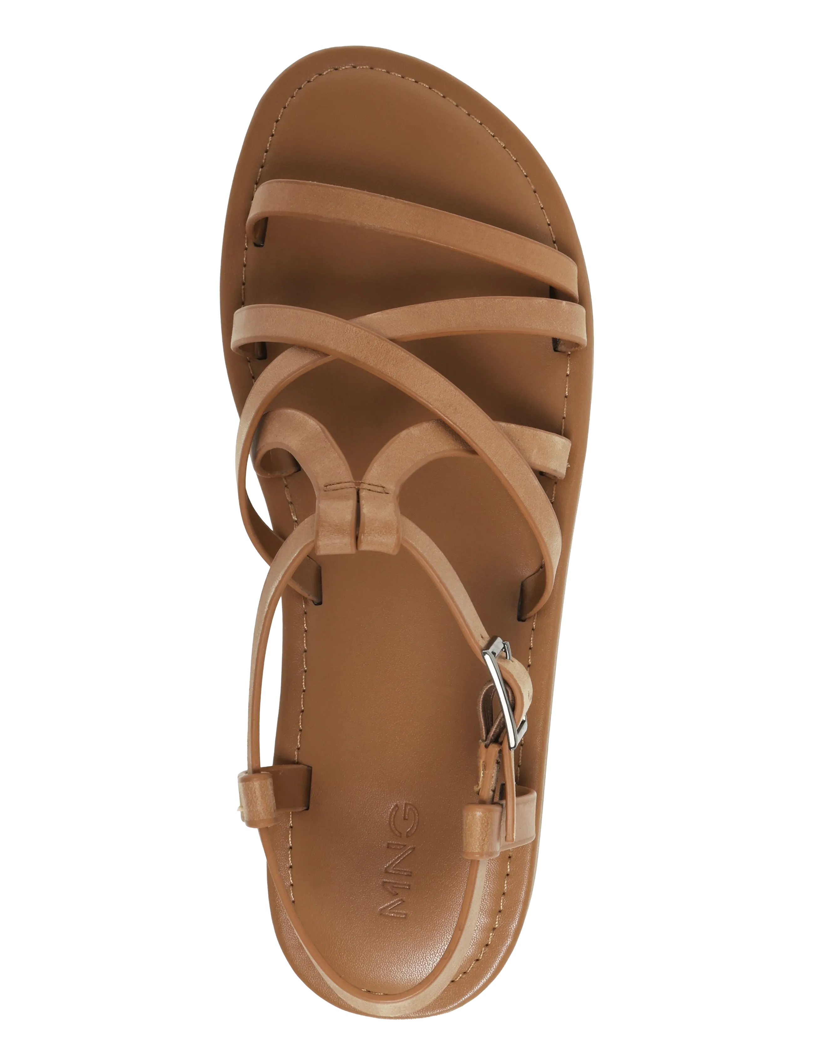 Mango - Cross-strap leather sandals - medium brown - 3