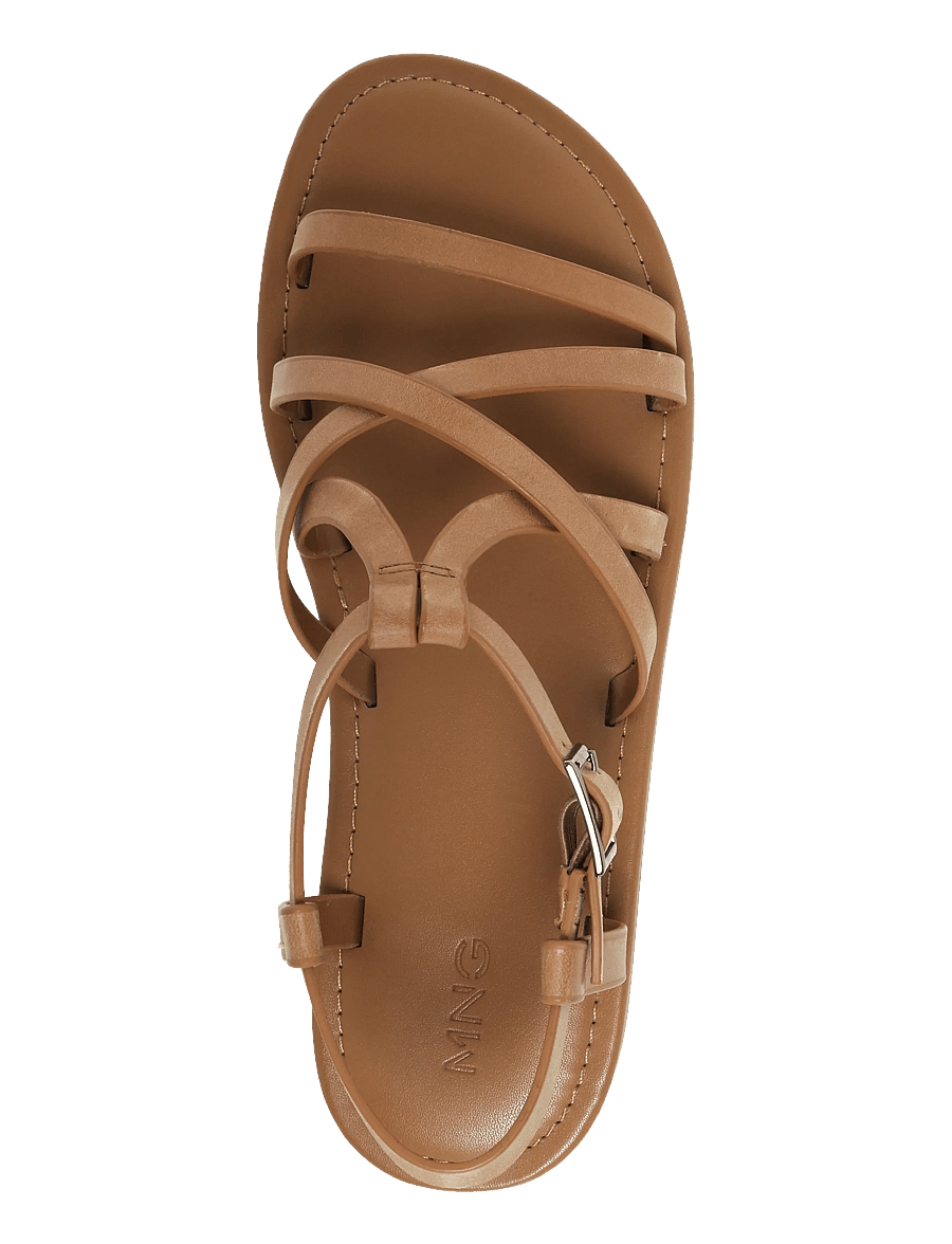 Mango - Cross-strap leather sandals - sandaler - medium brown - 3