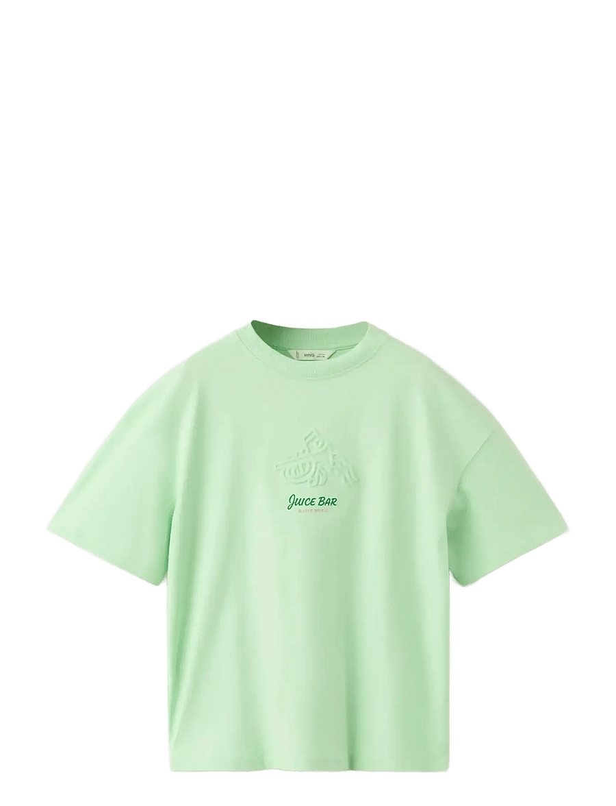 Mango - Printed cotton-blend t-shirt - kortærmede t-shirts - green - 0